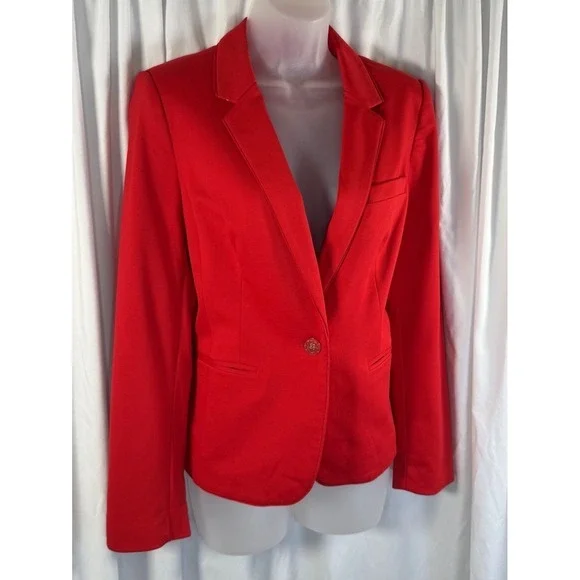 The Limited Red Single Button Blazer Polka Dot Lining M Preppy Academia 89-28 - Picture 8 of 13